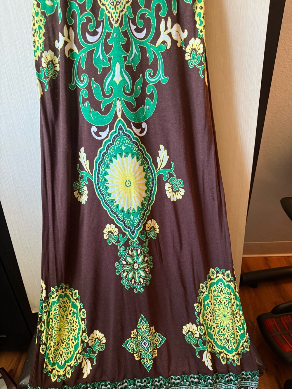 Inc Brown Floral Print Maxi Dress with Green Accents - Picture 4 of 8